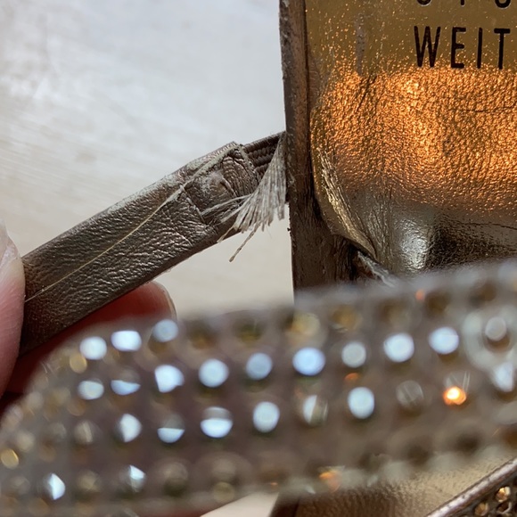 Metallic Gold Rhinestone Stiletto Sandals Heels - Picture 5 of 8